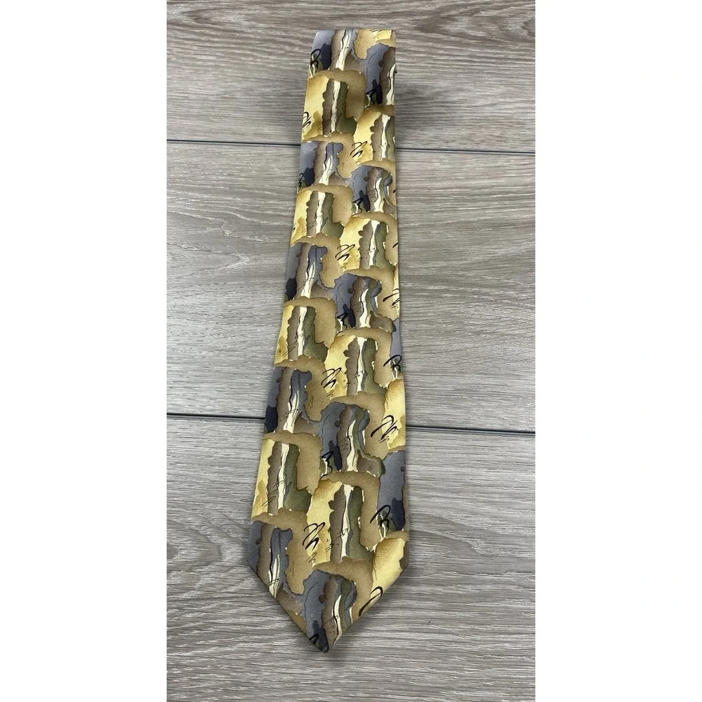 J Garcia Men's Abstract Pattern Stonehenge Necktie Multicolor 3.5